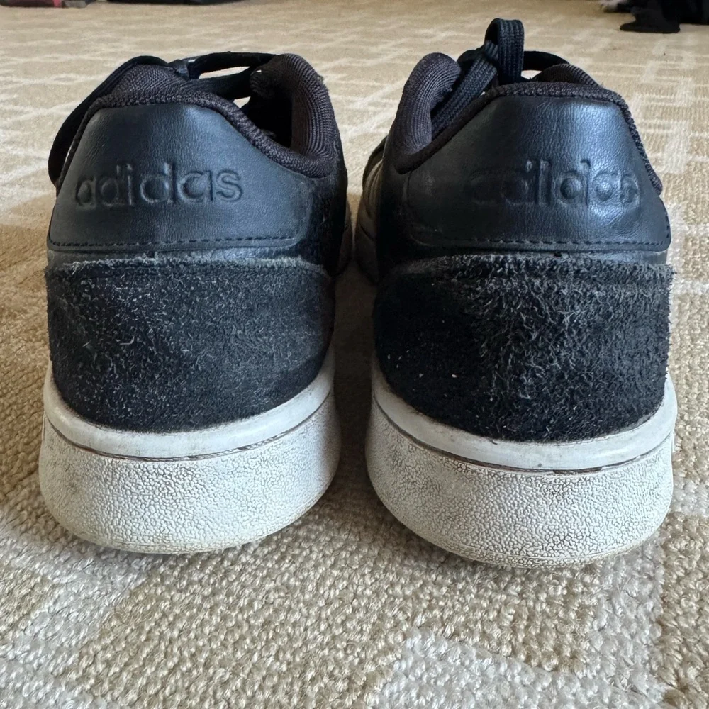 Adidas Classic 3-Stripe Low Top Leather Sneakers Retro Streetwear Black 10.5